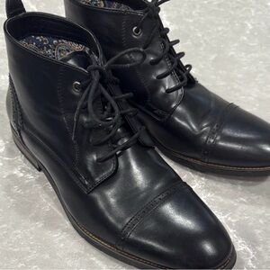 Bruno Marc Black Lace-Up Ankle Boots — Men’s Size 10 — Cap Toe
